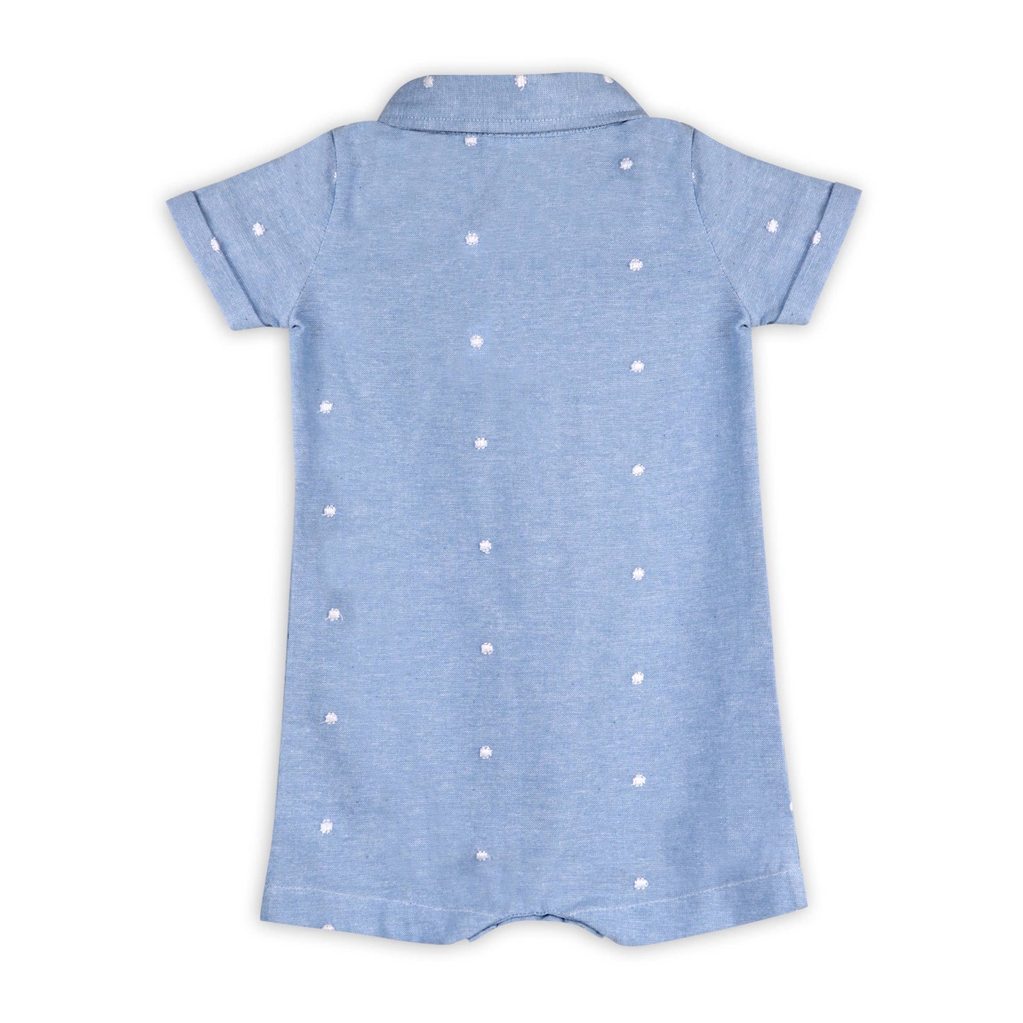 Isla Bowtie Chambray Baby Romper, Organic Cotton