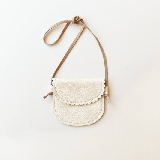 Little Girl Leather Purse in Cream