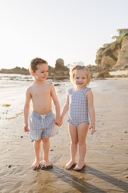 Light Blue Gingham One-Piece