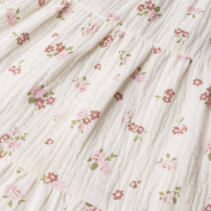 Organic Ruffle Tiered Dress - Blush Floral