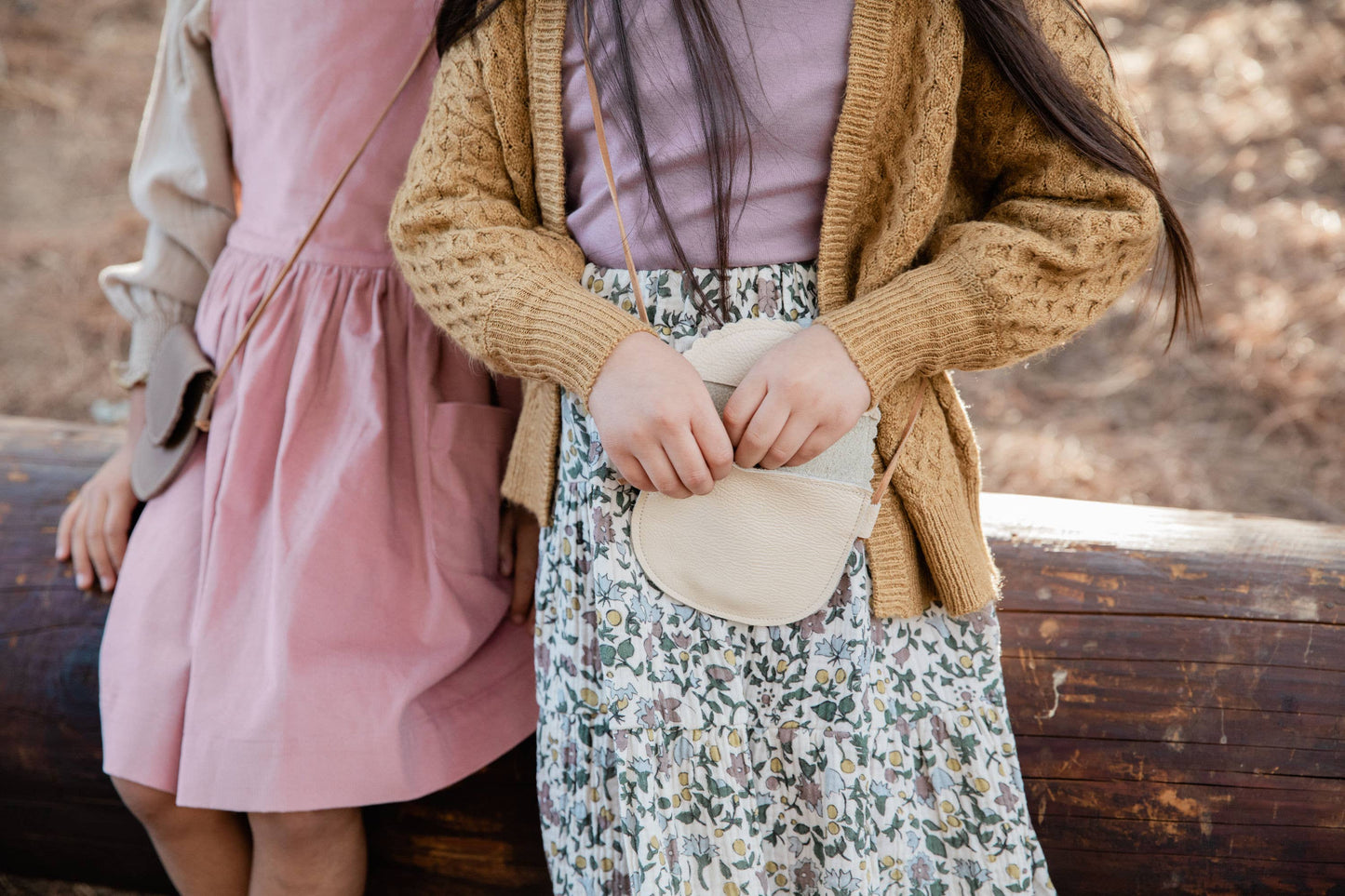 Little Girl Leather Purse in Cream