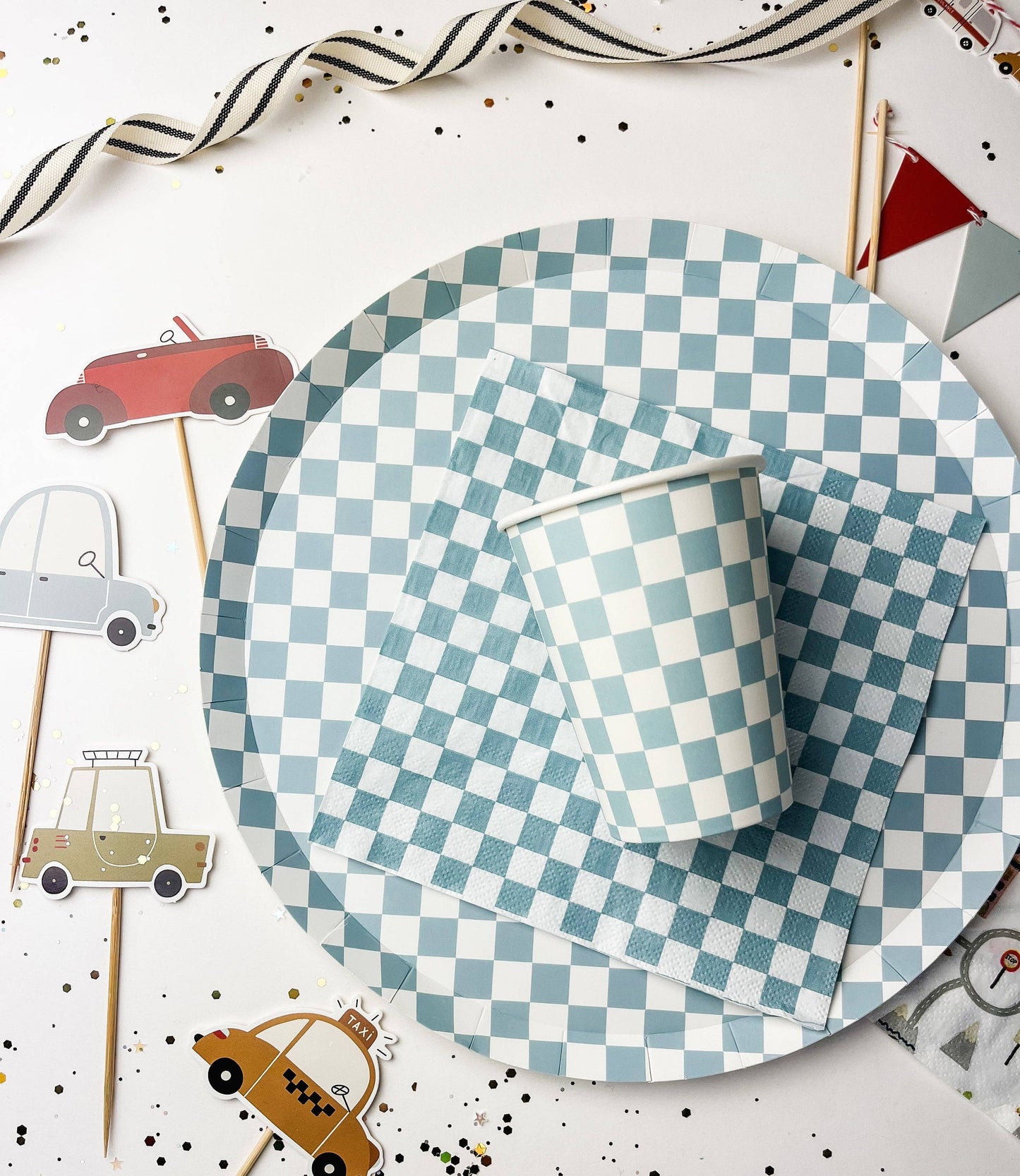 Blue Check Napkin, Large (Set of 16)