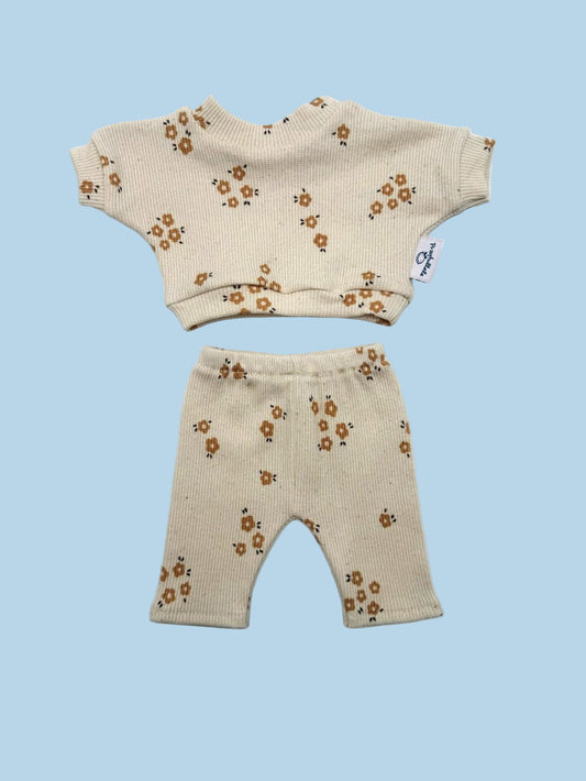 Doll Clothes | Doll Sweatshirt Set - Caramel Petals (11" - 14" dolls)