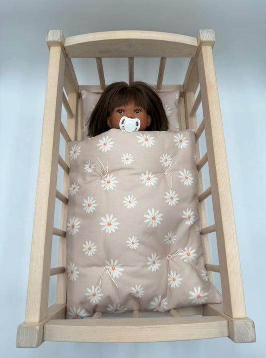 Doll Bedding Set - Taupe Daisy