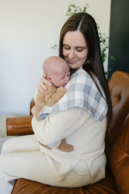 Coastal Plaid Muslin Burp Cloth