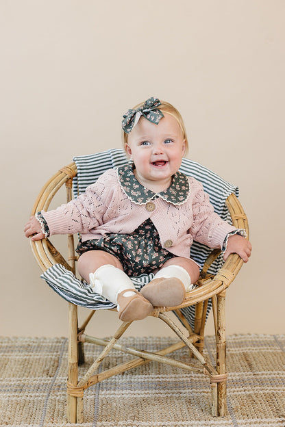 Pink Pointelle Button Down Cardigan