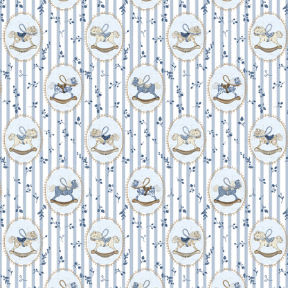 Blue Rocking Horse Muslin Blanket
