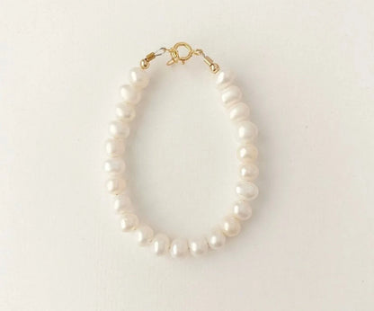 Gold-Filled Freshwater Pearl Baby Bracelet | Hypoallergenic Keepsake Gift | Matching Mommy & Me Jewelry